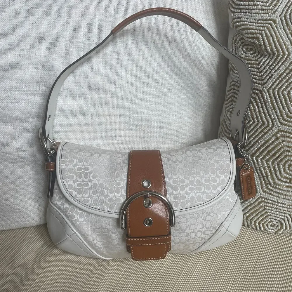 Coach Soho Mini White Signature Flap Bag | 12303 Jacquard & Leather Y2K